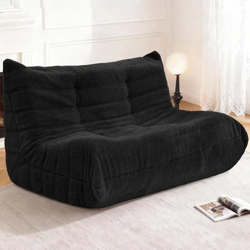 Miniatura 99 de Puf para adultos, silla puf grande, sillón con relleno de espuma viscoelástica para el hogar, apartamento o sala de juegos, gris afelpado Felpa gris