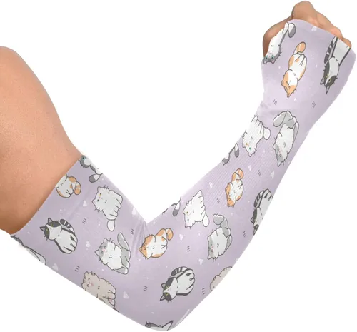Qilmy Mangas de brazo para hombres y mujeres, mangas de brazo con enfriamiento solar UV con orificio para el pulgar para conducir, ciclismo, golf,