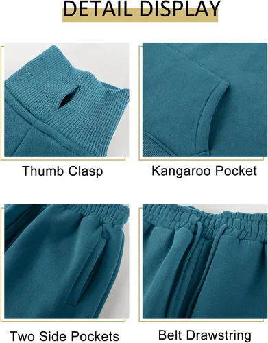 Miniatura 72 de Kissonic Conjunto deportivo de forro polar para mujer, 2 piezas, sudadera con capucha y pantalones deportivos