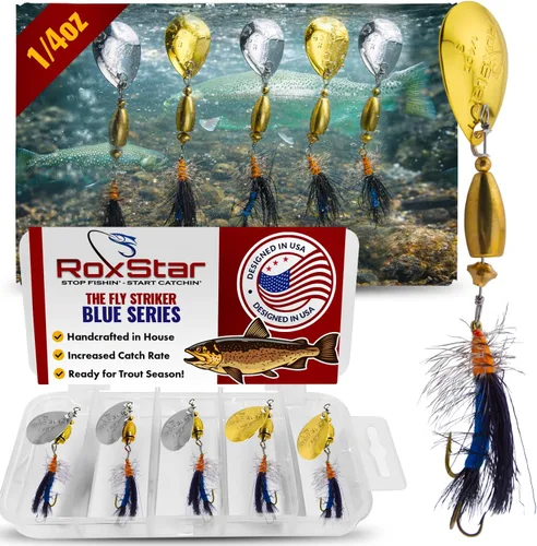 RoxStar Fly Strikers Blue Series - Hand-Crafted in The USA - Proven Nationwide Most Versatile Fishing Spinner for Bass, Trout, Pike, Steelhead- Stop