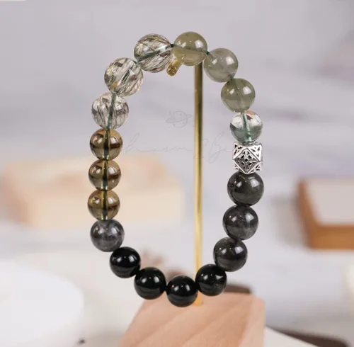 Miniatura 69 de Precious Gemstone Natural Crystal Healing Bracelet, Rutilated Quartz, Moonstone, Quartz Handmade Original Design Bracelet