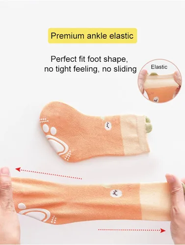 Miniatura 4 de Calcetines antideslizantes para bebés, calcetines de dibujos animados antideslizantes con puños para niñas, niños y recién nacidos, 6 pares