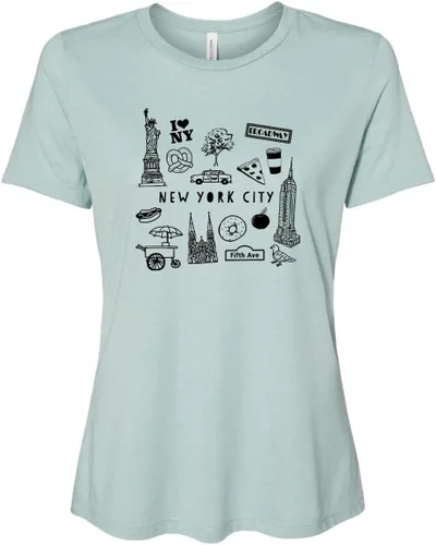 Miniatura 6 de Cute Women's Screen Printed Crew Neck Tee, Shirts With Sayings, Dusty Blue or Olive