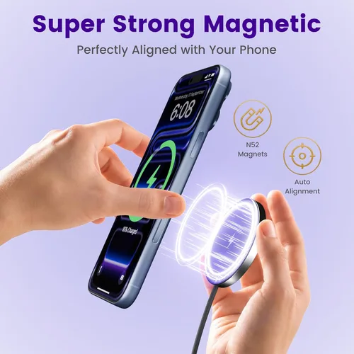 Miniatura 5 de Paquete de 2 cargadores inalámbricos magnéticos de 15 W: almohadilla de carga rápida para iPhone Air 17 16 15 14 13 12 Pro Max, Samsung Galaxy S26
