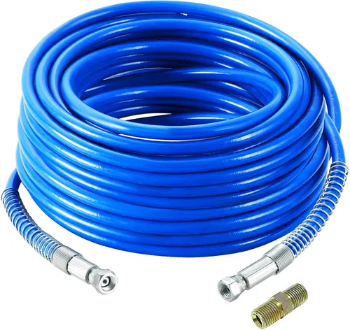 MAOPINER Manguera pulverizadora de pintura sin aire de 1/4 de pulgada, 25 pies, azul, tubo de fibra flexible de alta presión de 3300 PSI, manguera