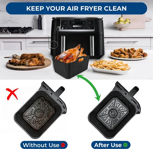 Miniatura 6 de Forros de silicona premium para Ninja 10 Quart DZ302, DZ550 y DZ401 Silicona libre de BPA de color platino Forro de silicona de 0.1 pulgadas
