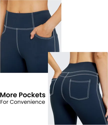 Miniatura 5 de G4Free Pantalones de yoga con corte de bota con 4 bolsillos, leggings acampanados para mujer, pantalones de vestir casuales de cintura alta