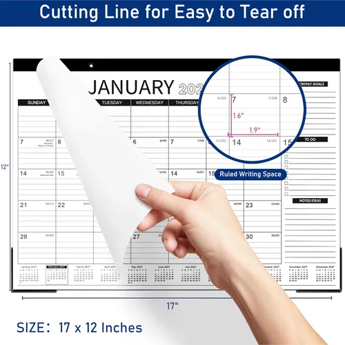 Miniatura 2 de Calendario de escritorio 2026-2026, enero 2026 - diciembre 2026, 12 blocs mensuales de escritorio/calendario de pared 2 en 1, 17 x 12 pulgadas