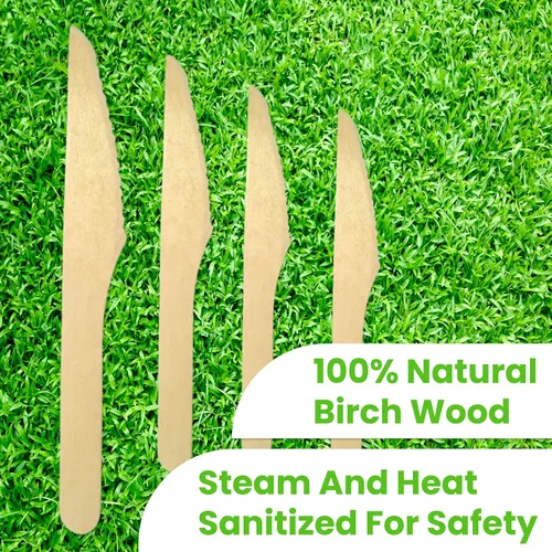 Miniatura 4 de Cuchillos de madera desechables de 6.25 pulgadas/utensilios de madera natural, paquete de 100