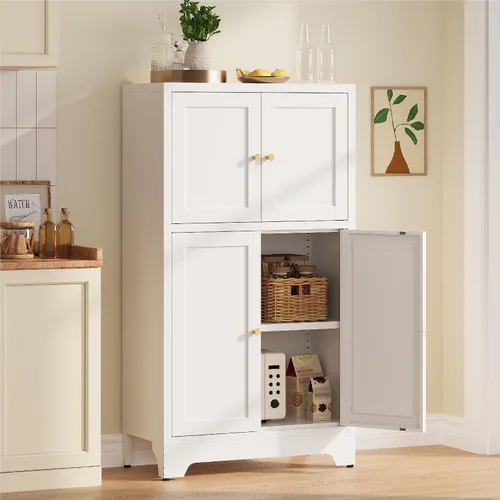 Miniatura 15 de Gabinete de Almacenamiento de Metal para Baño, Gabinete Aparador Negro con Puertas de Vidrio y Estantes Ajustables, Pequeños Gabinetes de Metal