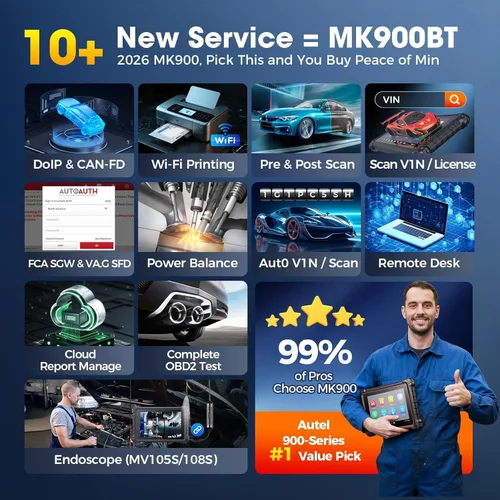 Miniatura 7 de Autel Escáner bidireccional MaxiCOM MK900: herramienta de diagnóstico 2026 hasta de MaxiCheck MX808S MK808S, funciona como MK900-BT MK900BT MX900