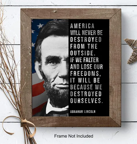 Miniatura 8 de Abe Lincoln - Póster de Abraham Lincoln, 8 x 10 pulgadas, decoración de pared de bandera estadounidense, decoración patriótica de pared, arte