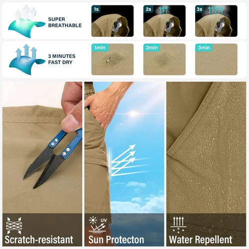 Miniatura 7 de Pantalones cargo para niños, estilo casual, secado rápido, impermeables, para senderismo, escalada, convertibles