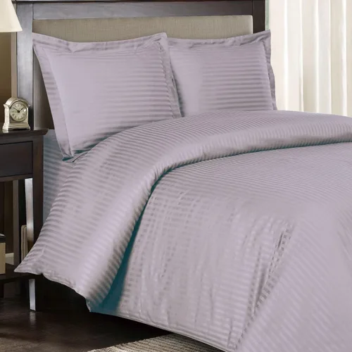 Miniatura 8 de Royal Bedding Funda de edredón de 300 hilos, 3 piezas, color negro a rayas, funda de edredón con lazos en las esquinas
