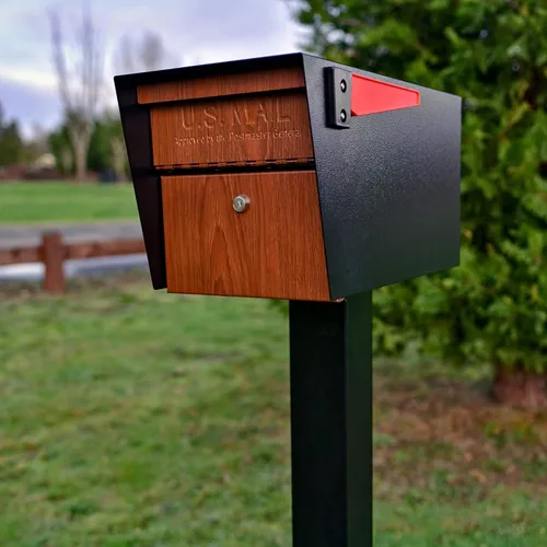 Miniatura 6 de Mail Boss Curbside, Wood Grain 7510 Mail Manager Buzón de seguridad con bloqueo, acero, negro