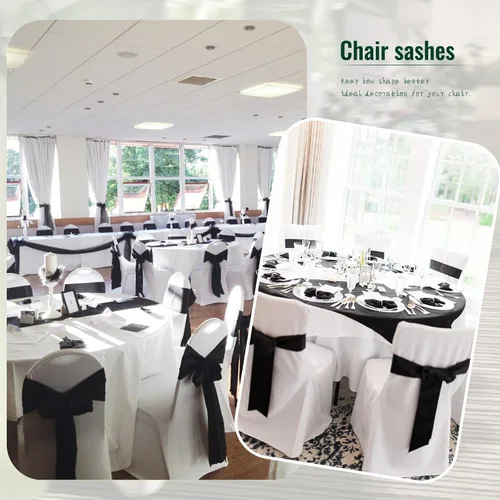 Miniatura 7 de Showgeous 60 cintas decorativas de satén negro para silla, lazos para decoración de banquetes, fiestas, baby shower, eventos (7 x 108 pulgadas)