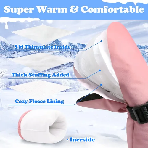 Miniatura 27 de Sarfel Manoplas para niños pequeños, guantes impermeables de nieve y esquí para niños, guantes de invierno para bebés con Thinsulate