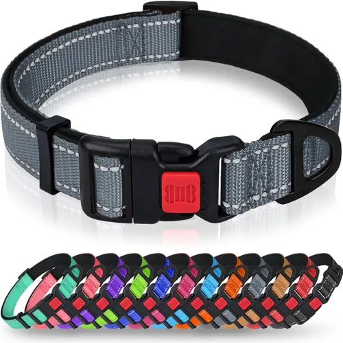 Miniatura 11 de Taglory Collar reflectante para perro con hebilla de bloqueo de seguridad, collares ajustables de nailon para mascotas para perros grandes, hembras