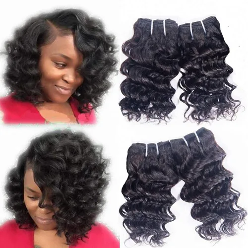 Extensiones de cabello humano brasileño ondas profundas 4 paquetes 50 g 20 cm 10A rizado corto y esponjoso, onda profunda cosida en remmy, cabello