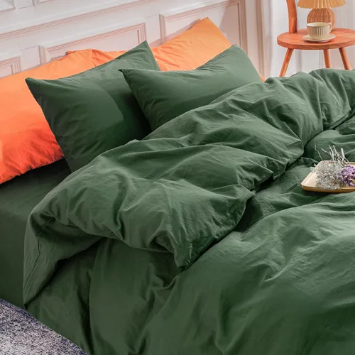 Miniatura 22 de NEXHOME PRO Funda de edredón de algodón para niños, tamaño twin, aspecto de lino, blanco, orgánico, natural, 100% algodón lavado, juego de ropa