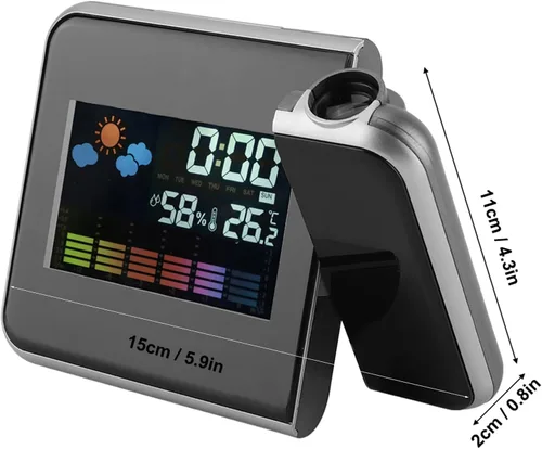 Miniatura 4 de Akozon Reloj despertador de proyección Digital LED Pronóstico del tiempo Calendario Pantalla Reloj despertador Temperatura Humedad Monitor Medidor