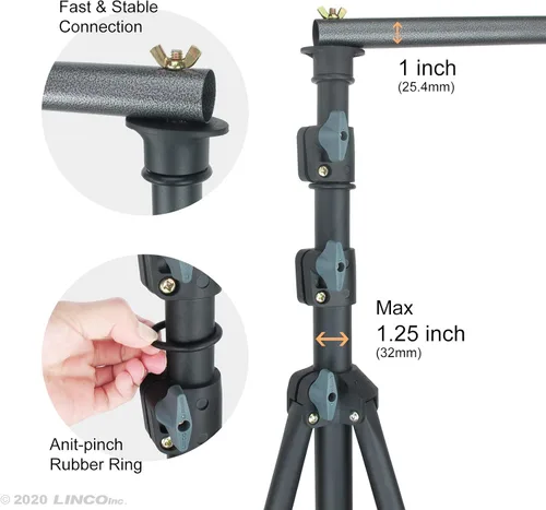 Miniatura 4 de LINCO Soporte de fondo para fiestas, 9 x 20 pies, kit de fondo de estudio de video resistente 4166 para bodas, fiestas, sesión de fotos