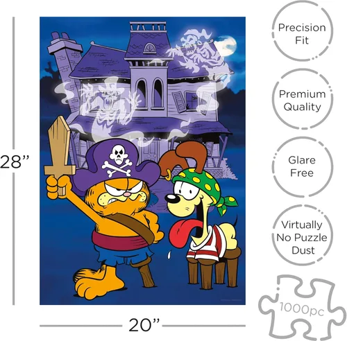 Miniatura 2 de Aquarius Garfield - Rompecabezas de 1000 piezas Nickelodeon Halloween Pirata Haunted House Puzzle de 20 x 28 pulgadas, mercancía coleccionable