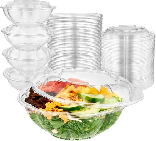 Miniatura 11 de Stock Your Home Cuencos de Ensalada de Plástico Transparente de 18 oz con Tapas Desechables (Paquete de 50) Mini Recipiente para Llevar con Tapa a