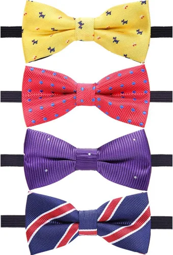 AUSKY Paquete de 4 pajaritas ajustables preatadas para bebés, niños pequeños y niños pequeños en diferentes colores de estilo