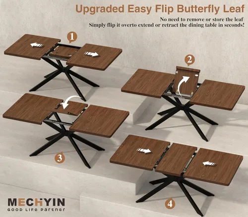 Miniatura 5 de MECHYIN Mesa de comedor extensible para 4, 6, 8, 10