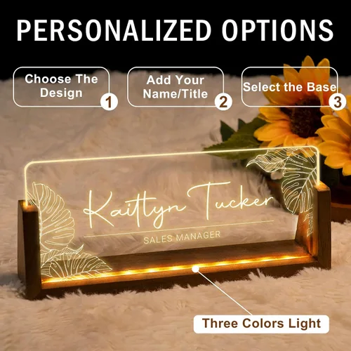 Miniatura 6 de Placa de nombre de escritorio personalizada, placa de identificación personalizada con luz de oficina para escritorios, decoraciones de escritorio