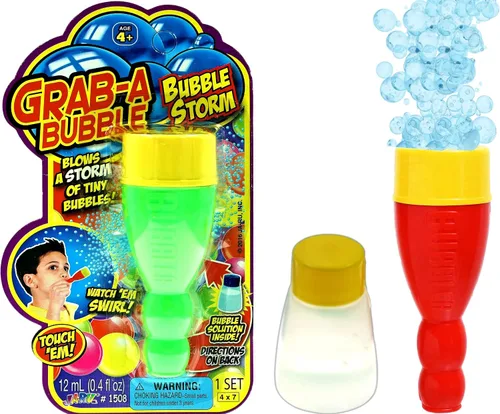 JA-RU Mini soplador de burbujas de mano con solución de burbujas no tóxicas | Burbujas táctiles para niños | Juguete antiestrés para aliviar el