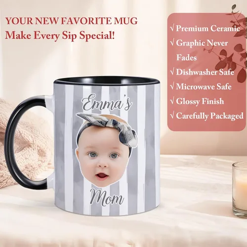 Miniatura 4 de Taza de café personalizada con cara de bebé, taza personalizada con foto, nombre y título, cumpleaños, Navidad, día del padre, día de la madre, baby