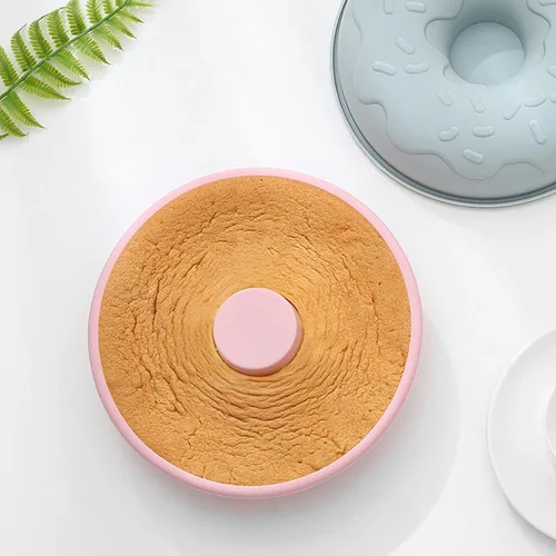 Miniatura 7 de Molde de silicona de gran tamaño para donas antiadherentes para hornear pasteles para bagel y donuts (8 pulgadas, rosa)