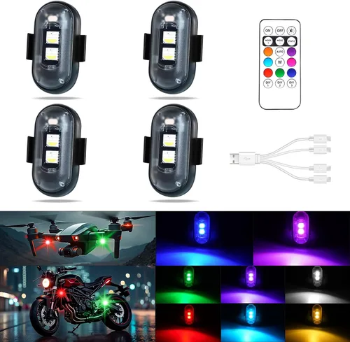 Luces estroboscópicas LED inalámbricas con control remoto, luces de advertencia anticolisión recargables por USB, impermeables, luces LED