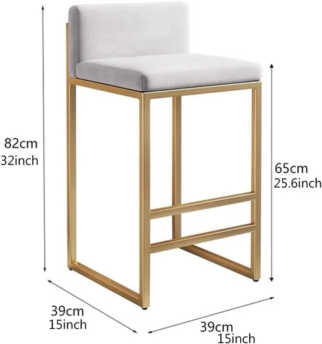 Miniatura 3 de GIZNXBA Taburetes de bar sin brazos de 25.6 pulgadas para encimera de cocina con respaldo, taburetes de bar tapizados modernos de terciopelo, /blanco