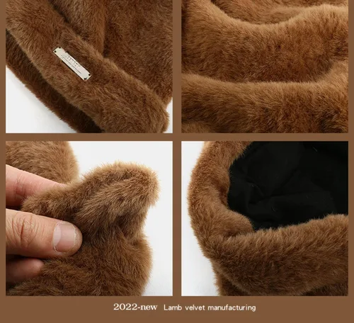 Miniatura 7 de Gorros de ganchillo con diseño de gato para mujer, lindos gorros de orejas de oso para mujer, gorros de invierno holgados con calavera Y2K