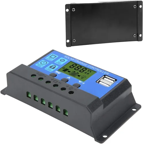 Miniatura 9 de Control de carga de batería Salida USB dual 12V/24V 30A Regulador inteligente Energía solar, controlador de panel solar con pantalla LCD, regulador
