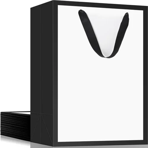Miniatura 17 de EUSOAR Bolsas de compras y mercancías, tamaño mediano, 25 piezas de 7.8 x 3.9 x 11 pulgadas, bolsas de regalo reciclables de papel kraft marrón
