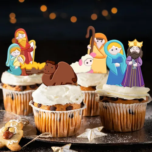 Miniatura 7 de Whaline 2 moldes de silicona para fondant de Navidad, moldes de silicona para la noche de nacimiento, moldes para hornear con temática de nacimiento