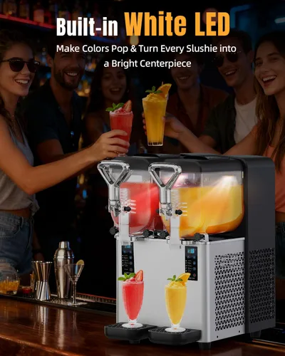 Miniatura 6 de Máquina de granizado de 4 litros x 2 tanques con luces LED, máquina de granizado de alta potencia de 400 W para uso comercial y doméstico,