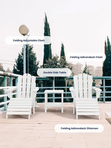 Miniatura 6 de KINGYES Otomana Adirondack plegable para silla Adirondack, color blanco