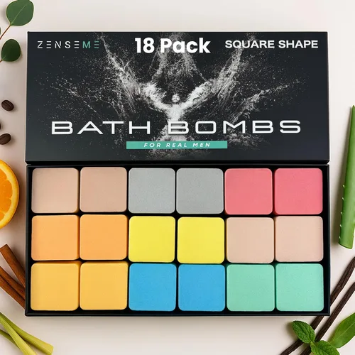 Miniatura 11 de Bombas de baño para hombres, juego de 18 bombas de baño naturales perfumadas fuertes hechas a mano de 2.5 onzas con aromas de aceites esenciales