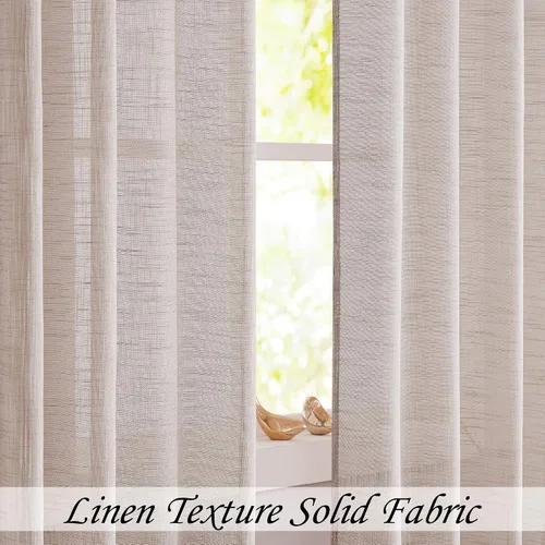 Miniatura 2 de Cortina decorativa de lino con textura para sala de estar y dormitorio, cortinas de Navidad con ojales, cortinas rústicas de granja, 50 x 84 x 2