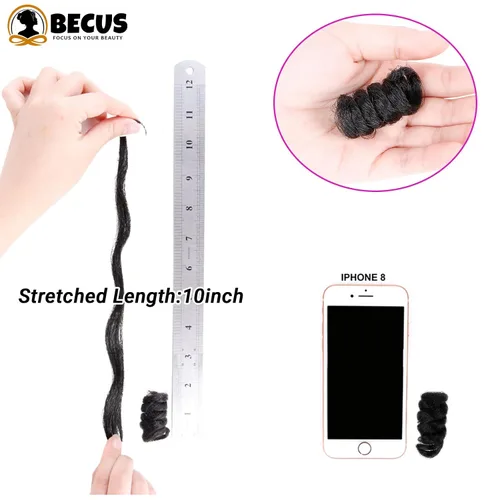 Miniatura 4 de BECUS Extensiones de cabello corto y rizado con trenzas de ganchillo para mujeres negras, paquete de 3 extensiones de cabello rizado de 10 pulgadas