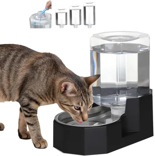 Miniatura 15 de Sfozstra Dispensador Automático de Agua para Mascotas: Cuenco de Agua de Acero Inoxidable Blanco por Gravedad de 8L - con Cepillo Especializado