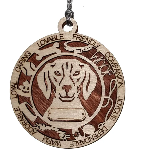 Miniatura 56 de Adorno de Navidad personalizado de madera para perro de 3 pulgadas, nombre y texto personalizables, hecho a mano en Estados Unidos, diseño de corte