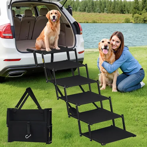 Escaleras para perros grandes, escaleras plegables resistentes para perros, para automóvil, camión, superficie antideslizante, rampa para mascotas