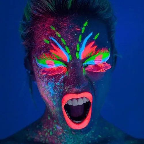 Miniatura 7 de Mysense Pintura facial con luz negra UV, pintura corporal fluorescente neón, delineador de ojos activado por agua, maquillaje a base de agua que