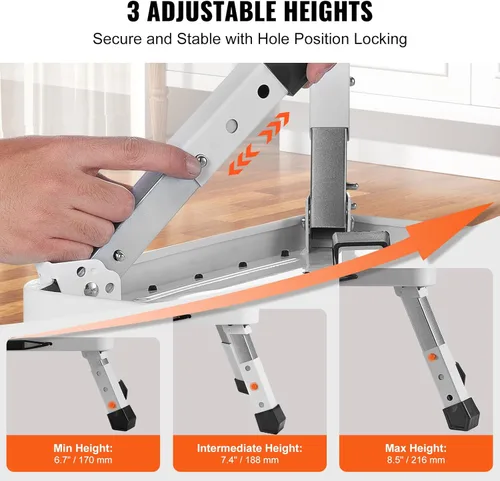 Miniatura 2 de VEVOR Escalera plegable de acero de 1 escalón de 330 libras de capacidad, altura ajustable, taburete antideslizante y resistente para adultos, niños